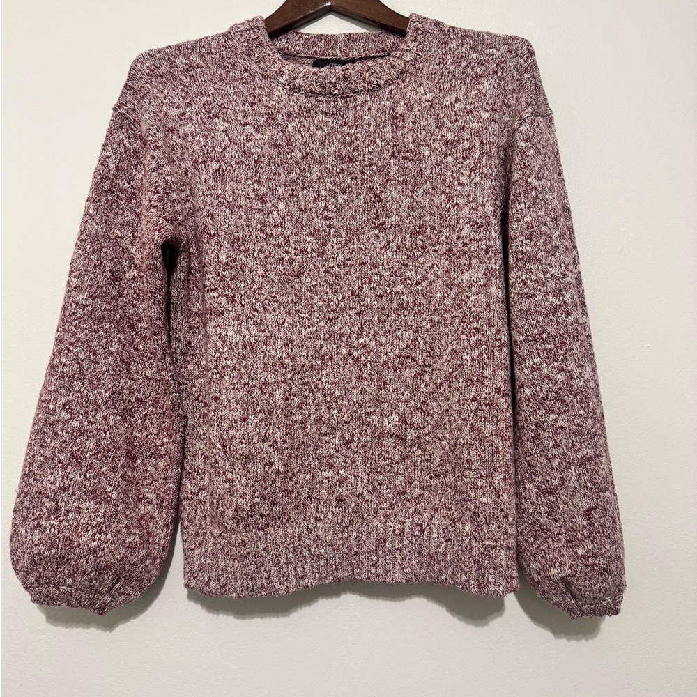 J. Crew Women’s Puff Sleeve Pullover Knit Sweater Cotton Linen Blend Medium Red